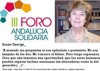 La fil&oacute;sofa y polit&oacute;loga Susan George abrir&aacute; el III Foro Andaluc&iacute;a Solidaria