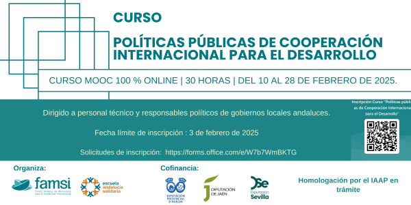FAMSI lanza curso online sobre pol&iacute;ticas p&uacute;blicas de cooperaci&oacute;n internacional para el desarrollo dirigido a los gobiernos locales de Andaluc&iacute;a